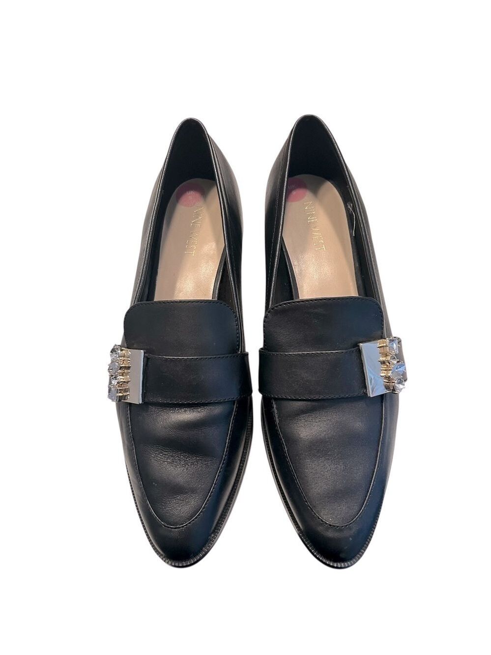 Nine West Rhinestone Embellished Leather Loafers